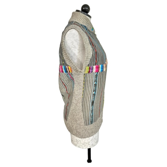 REI Vintage Wool Hippie Vest Zip Front Hand-Sewn On Fabric & Trim  Size Small - Picture 3 of 11